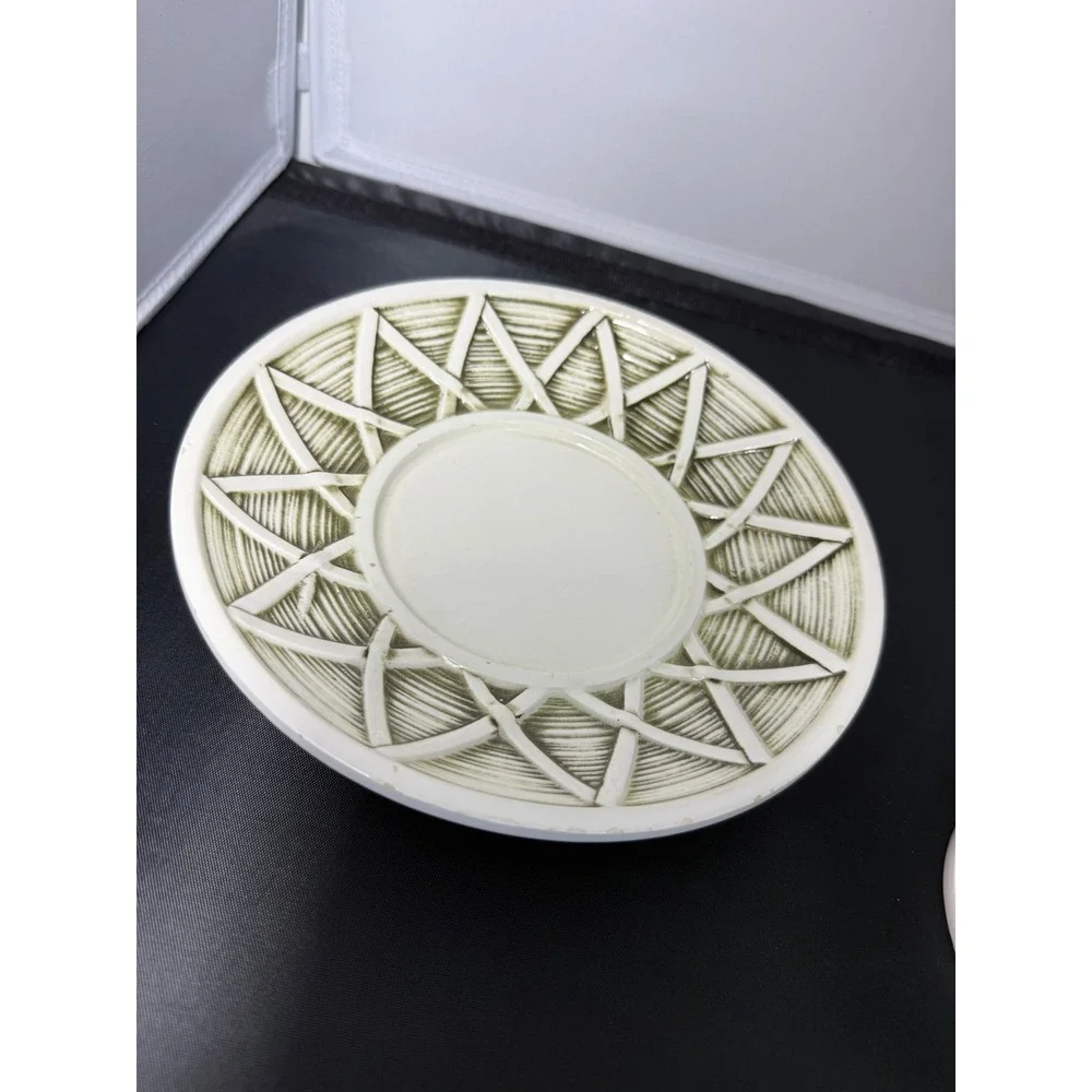 1970 Vintage Wales Ceramic Butterfly Flower‎ Pitcher Vase and Saucer Plate set